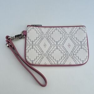 Chic White and Pink Wristlet Clutch